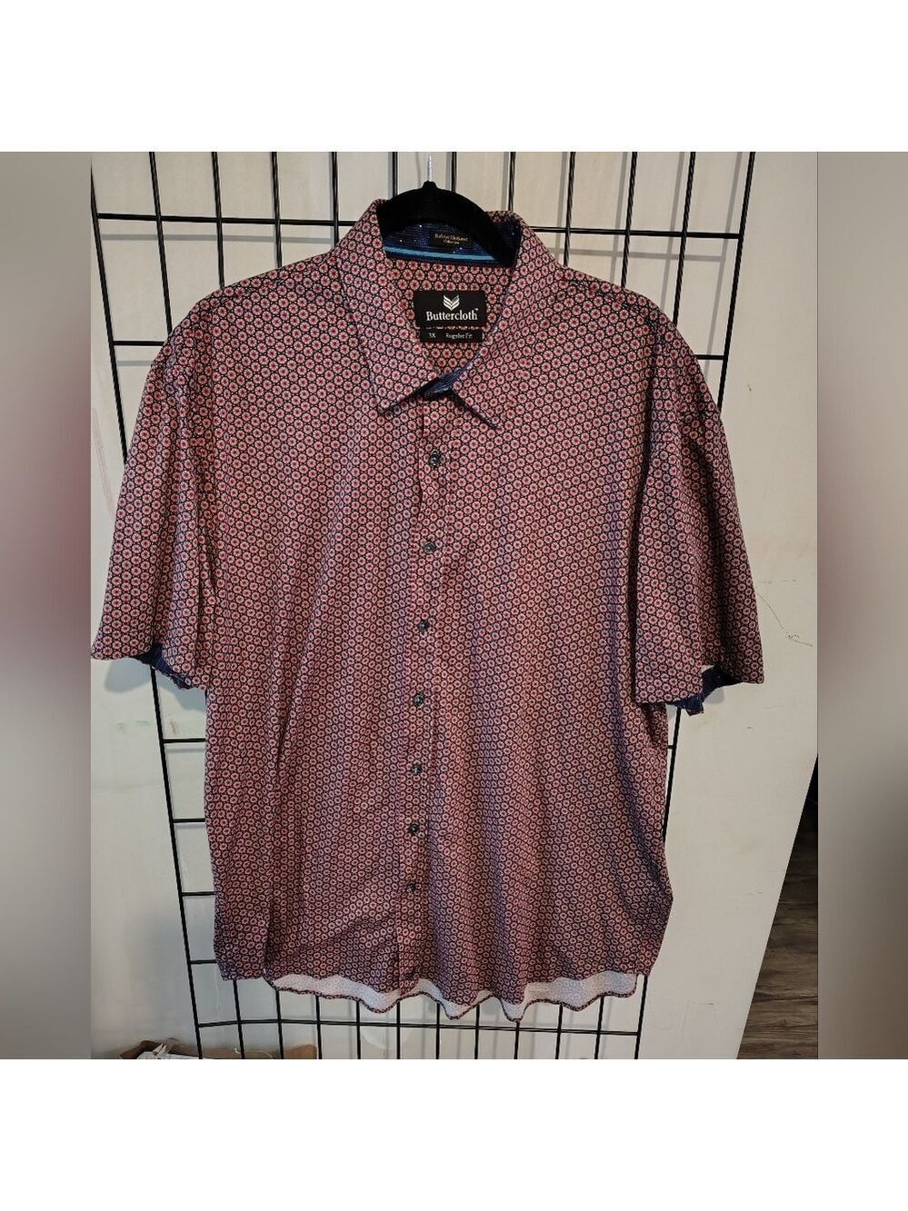 Buttercloth Geometric Short Sleeve Button Up Shirt